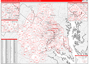 Washington-Arlington-Alexandria Metro Area Wall Map Red Line Style